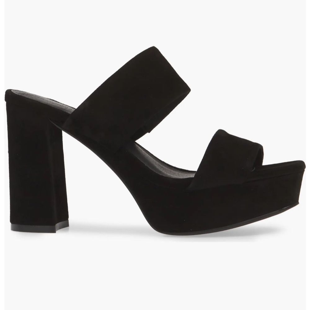 Jeffrey Campbell Ariana Black Suede Platform Slide Sandals | 9